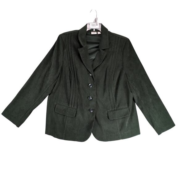 Cato Green Microfiber Suede 4-Button Blazer Jacket Women's Plus Size 22W Stretch - Picture 1 of 10